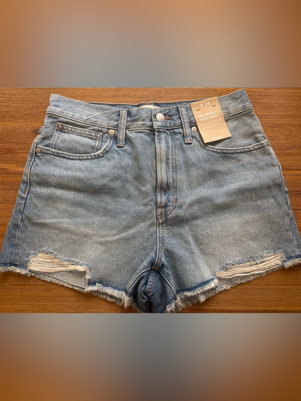 Madewell Light Blue Denim Shorts with Branded Waist Label